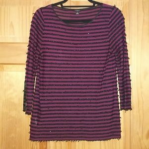 LIKE NEW Ann Taylor purple and black striped top